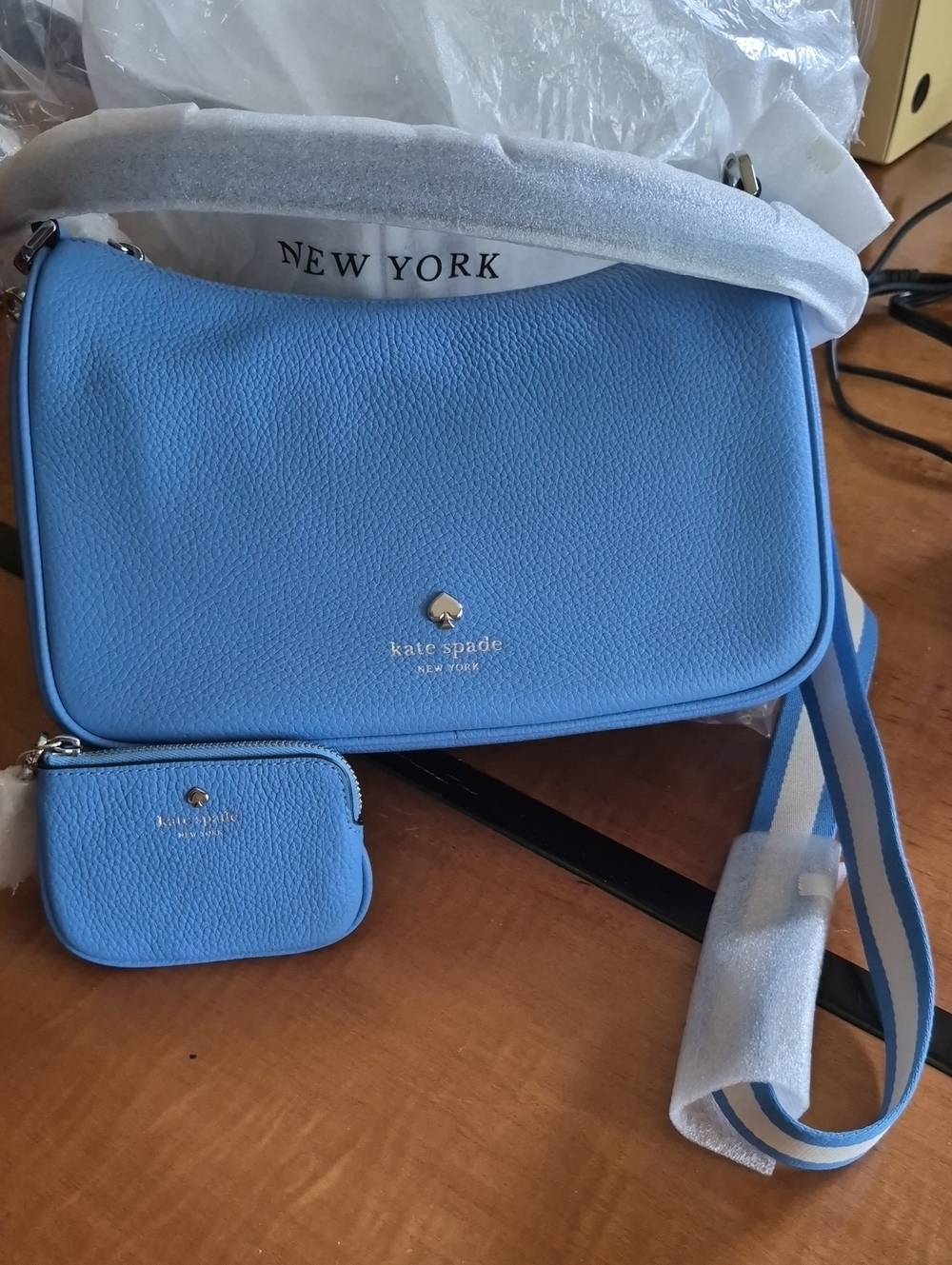Kate Spade Emma Leather Shoulder & Crossbody Bag in Sky Blue
